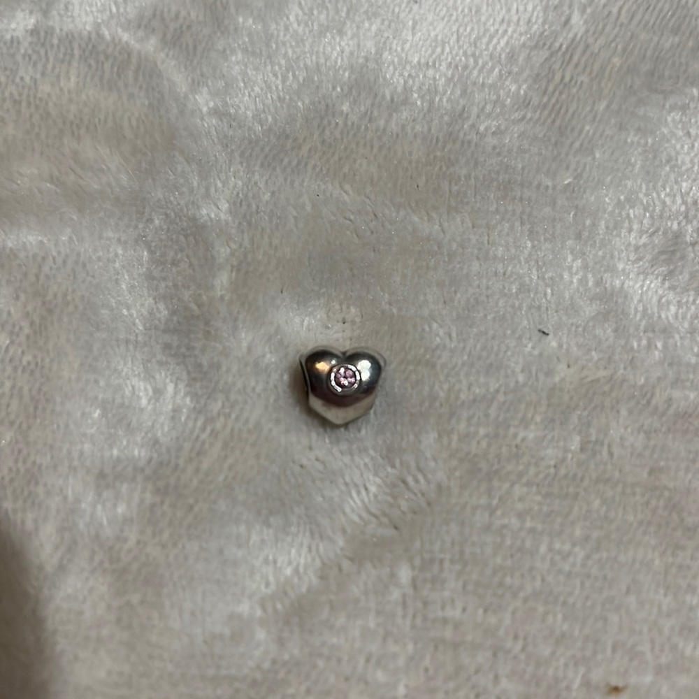 Pandora heart shaped charm with light pink cz